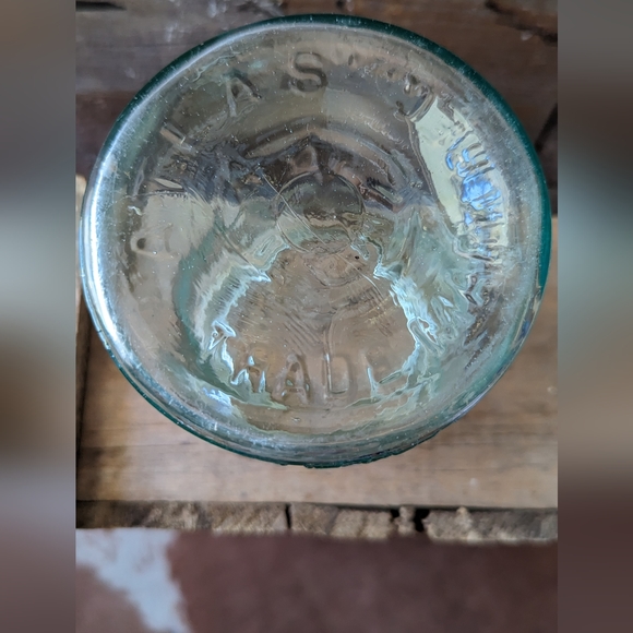 Atlas EZ Seal Small Antique Aqua Mason Jar W Wire Bale - Picture 6 of 12